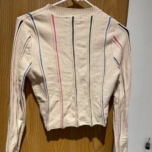 Cream multi-color stripe sweater